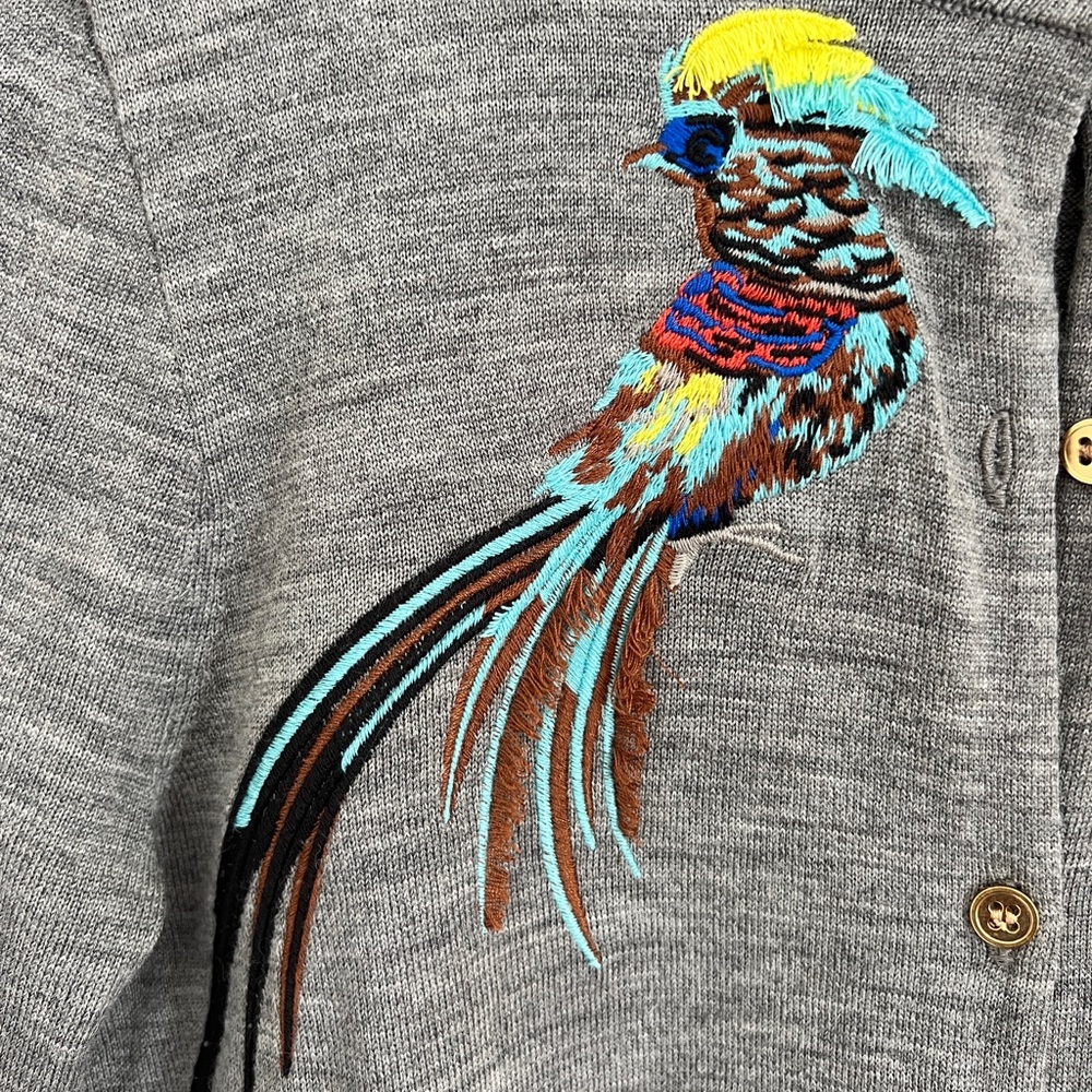 Tropical Bird Embroidered J. Crew Cardigan - Picture 3 of 6